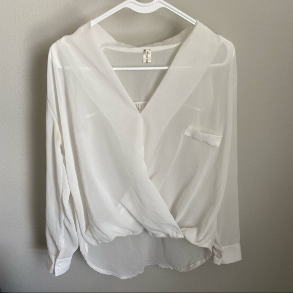 Size S Business Casual Sheer White Blouse - Picture 1 of 3